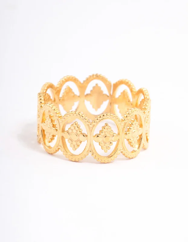 Knuckle - Duster Fashion Rings in Black - Plated Metal with Spike DetailsWaterproof Gold Plated Stainless Steel Oval Boho Detailed Ring Knuckle - Duster Fashion Rings in Black - Plated Metal with Spike DetailsWaterproof Gold Plated Stainless Steel Oval Boho Detailed Ring