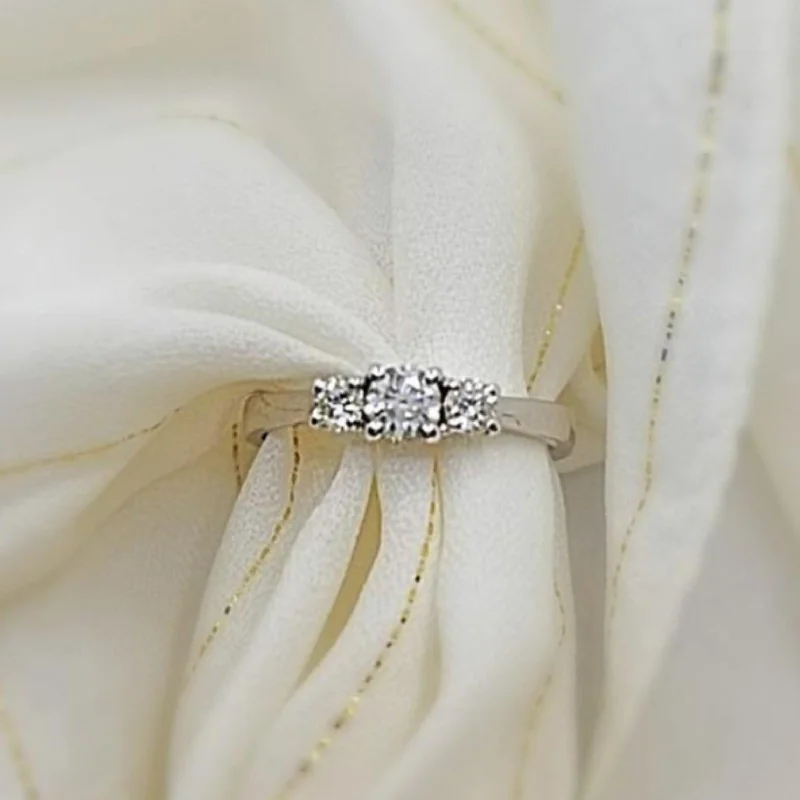 Enamel - Coated Women's Rings in Bright, Bold ColorsWhite Gold Trilogy Diamond Ring Enamel - Coated Women's Rings in Bright, Bold ColorsWhite Gold Trilogy Diamond Ring