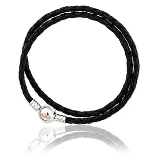 Clogau Tree of Life Insignia Sterling Silver Black Leather Bracelet