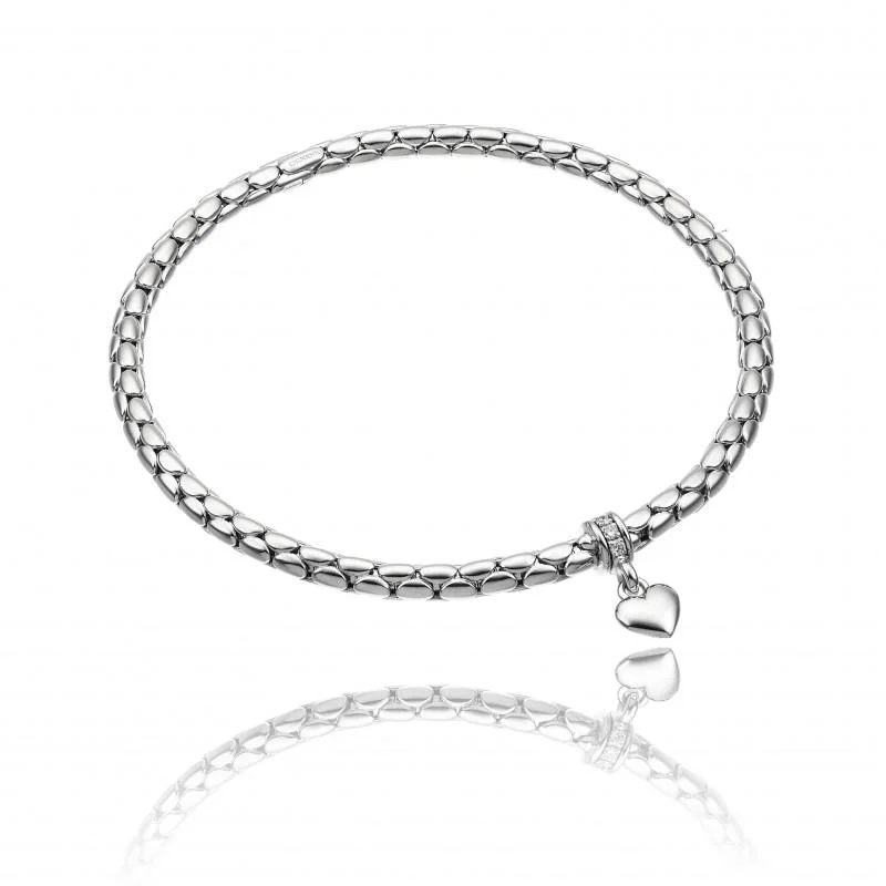 Chimento Stretch Charm 18ct White Gold Diamond Heart Charm Bracelet