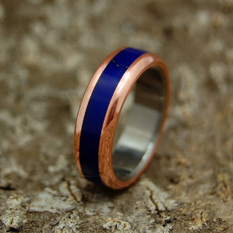 Floral - Patterned Women's Rings in 18K Yellow Gold for a Feminine LookThe Body Of Heaven | Women's Titanium, Copper & Lapis Lazuli Stone Wedding Ring Floral - Patterned Women's Rings in 18K Yellow Gold for a Feminine LookThe Body Of Heaven | Women's Titanium, Copper & Lapis Lazuli Stone Wedding Ring