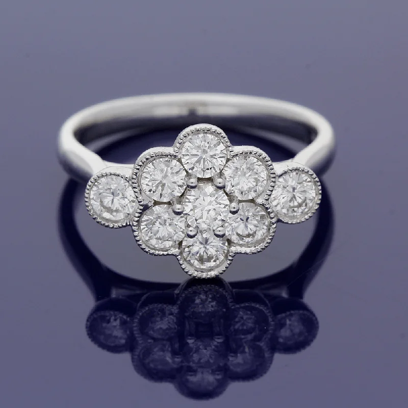 Men's Emerald Engagement Rings with 14K Yellow Gold and Vintage - Style Filigree18ct White Gold 1.10ct Diamond Cluster Ring Men's Emerald Engagement Rings with 14K Yellow Gold and Vintage - Style Filigree18ct White Gold 1.10ct Diamond Cluster Ring