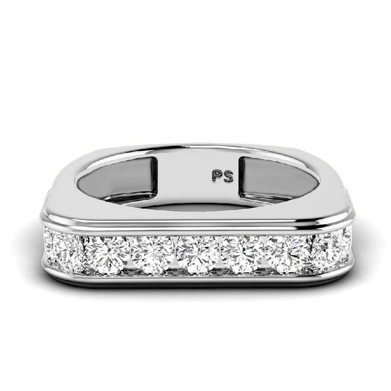 Men's Damascus - steel rings with a unique pattern1.50 CT Round Cut Diamonds - Mens Wedding Band Men's Damascus - steel rings with a unique pattern1.50 CT Round Cut Diamonds - Mens Wedding Band