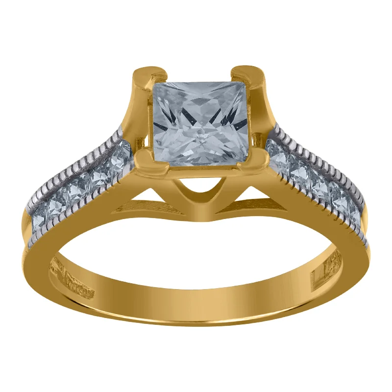 Rhinestone - Embellished Fashion Rings in Silver - Tone Metal for a Glamorous TouchKeene Jewelers 10kt Two-tone Gold Womens Princess-cut Cubic Zirconia Channel Set Ring Rhinestone - Embellished Fashion Rings in Silver - Tone Metal for a Glamorous TouchKeene Jewelers 10kt Two-tone Gold Womens Princess-cut Cubic Zirconia Channel Set Ring