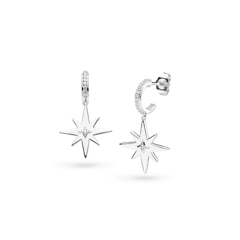 Sterling silver hoop earringsKit Heath Sterling Silver Zirconia Star Pavé Hoop Drop Earrings