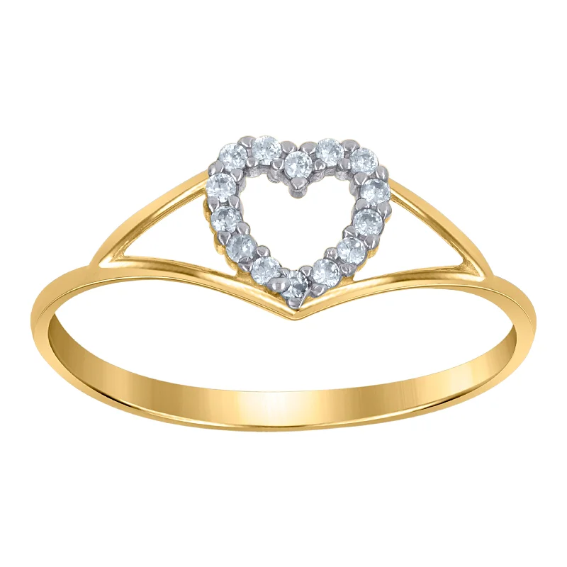 Vintage - Reproduction Fashion Rings in Bronze with Cameo - Style MedallionsKeene Jewelers 10kt Gold Womens CZ Split Shank Two-tone Heart Band Ring Vintage - Reproduction Fashion Rings in Bronze with Cameo - Style MedallionsKeene Jewelers 10kt Gold Womens CZ Split Shank Two-tone Heart Band Ring
