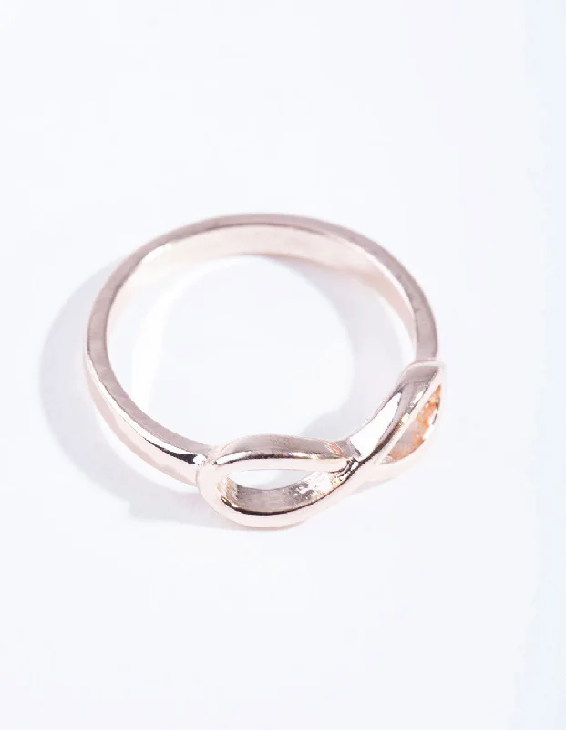 Rhinestone - Embellished Fashion Rings in Silver - Tone Metal for a Glamorous TouchRose Gold Infinity Band Ring Rhinestone - Embellished Fashion Rings in Silver - Tone Metal for a Glamorous TouchRose Gold Infinity Band Ring