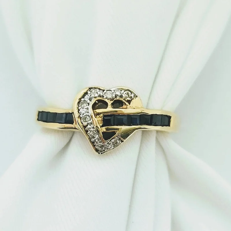 Art Deco - Inspired Women's Rings with Geometric Shapes in 14K GoldHeart Shape Sapphire and Diamond Ring Art Deco - Inspired Women's Rings with Geometric Shapes in 14K GoldHeart Shape Sapphire and Diamond Ring