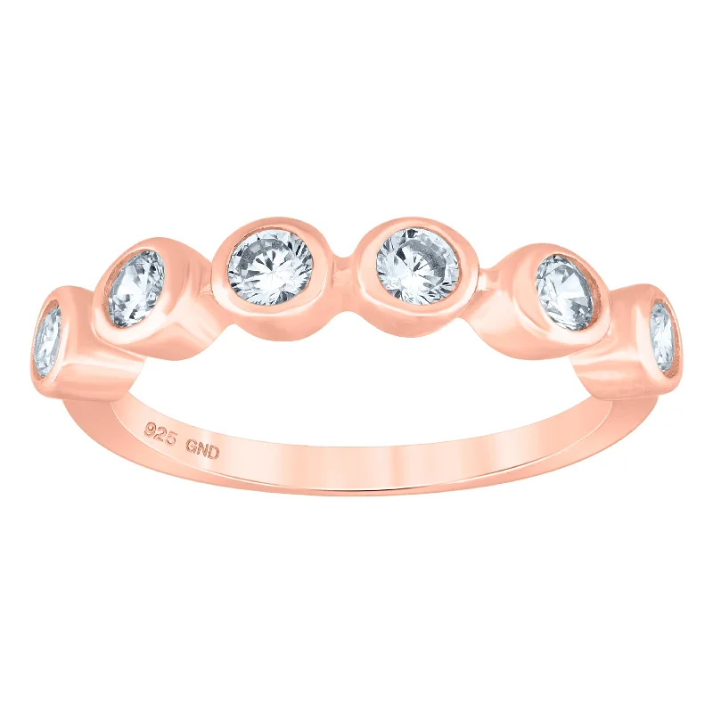 Open - Band Fashion Rings in Sterling Silver with Gemstone InlaysKeene Jewelers 925 Sterling Silver Rose-Tone Womens Cubic-Zirconia Ring Size 6 Open - Band Fashion Rings in Sterling Silver with Gemstone InlaysKeene Jewelers 925 Sterling Silver Rose-Tone Womens Cubic-Zirconia Ring Size 6