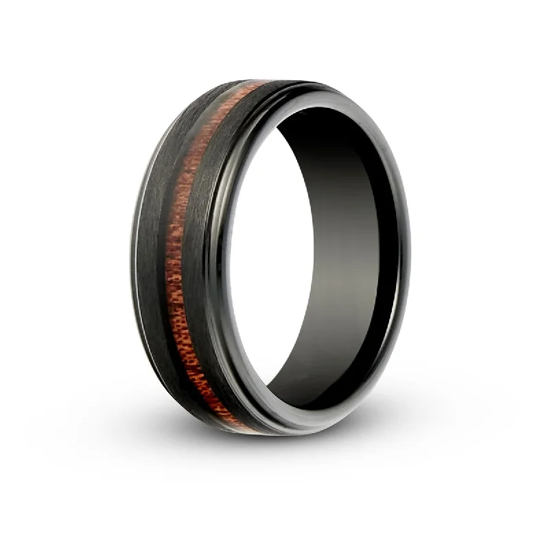 Men's ruby - adorned rings for a bold red colorMen’s Stepped Edge Wood Accent Tungsten Ring Men's ruby - adorned rings for a bold red colorMen’s Stepped Edge Wood Accent Tungsten Ring