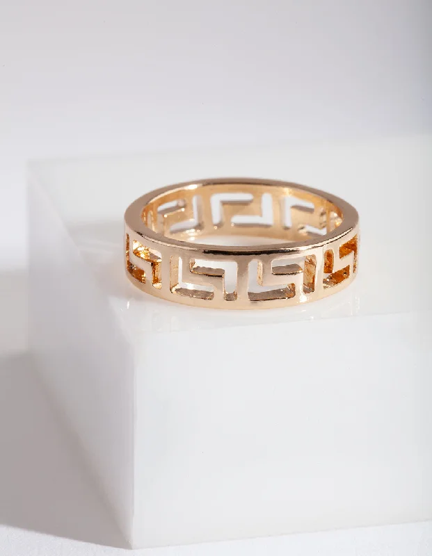 Pearl - Adorned Fashion Rings in Gold - Tone Alloy for a Sophisticated LookGold Mini Cut-Out Ring Pearl - Adorned Fashion Rings in Gold - Tone Alloy for a Sophisticated LookGold Mini Cut-Out Ring