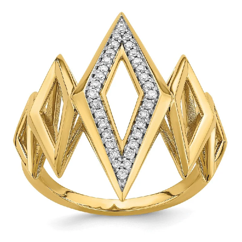 14k Yellow Gold Polished Fancy Geometric Diamond Ring