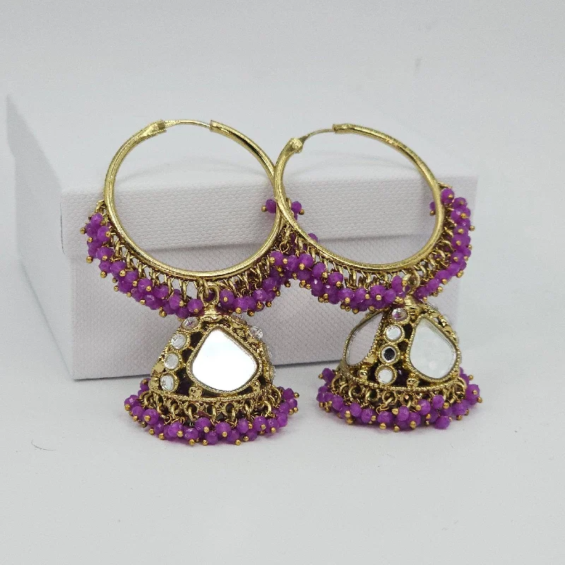 Rose gold hoop earringsHusna: Antique Gold Mirrored Hoop Jhumki Bali Earrings - Elevate Your Style Rose gold hoop earringsHusna: Antique Gold Mirrored Hoop Jhumki Bali Earrings - Elevate Your Style