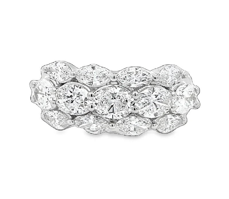 Asscher - cut diamond engagement ring with a pavé - set eternity band in platinumLAB GROWN OVAL & MARQUISE DIAMONDS 2.75ctw PRONG SET THREE ROW BAND Asscher - cut diamond engagement ring with a pavé - set eternity band in platinumLAB GROWN OVAL & MARQUISE DIAMONDS 2.75ctw PRONG SET THREE ROW BAND