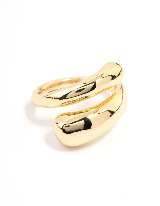 Statement - Making Fashion Rings in Gold - Plated Brass with Oversized Cubic Zirconia StonesSlim Gold Plated Metal Wrapped Ring Statement - Making Fashion Rings in Gold - Plated Brass with Oversized Cubic Zirconia StonesSlim Gold Plated Metal Wrapped Ring