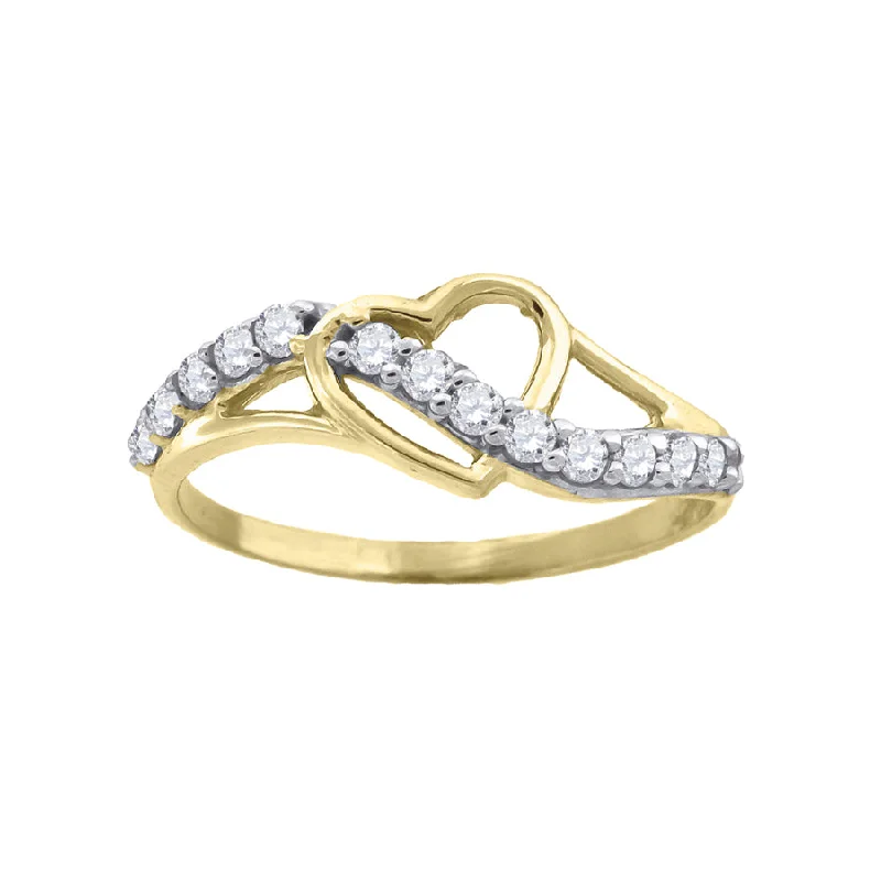 Open - Band Fashion Rings in Sterling Silver with Gemstone InlaysKeene Jewelers 14kt Two-tone Gold Womens Cubic Zirconia Heart Band Ring Open - Band Fashion Rings in Sterling Silver with Gemstone InlaysKeene Jewelers 14kt Two-tone Gold Womens Cubic Zirconia Heart Band Ring