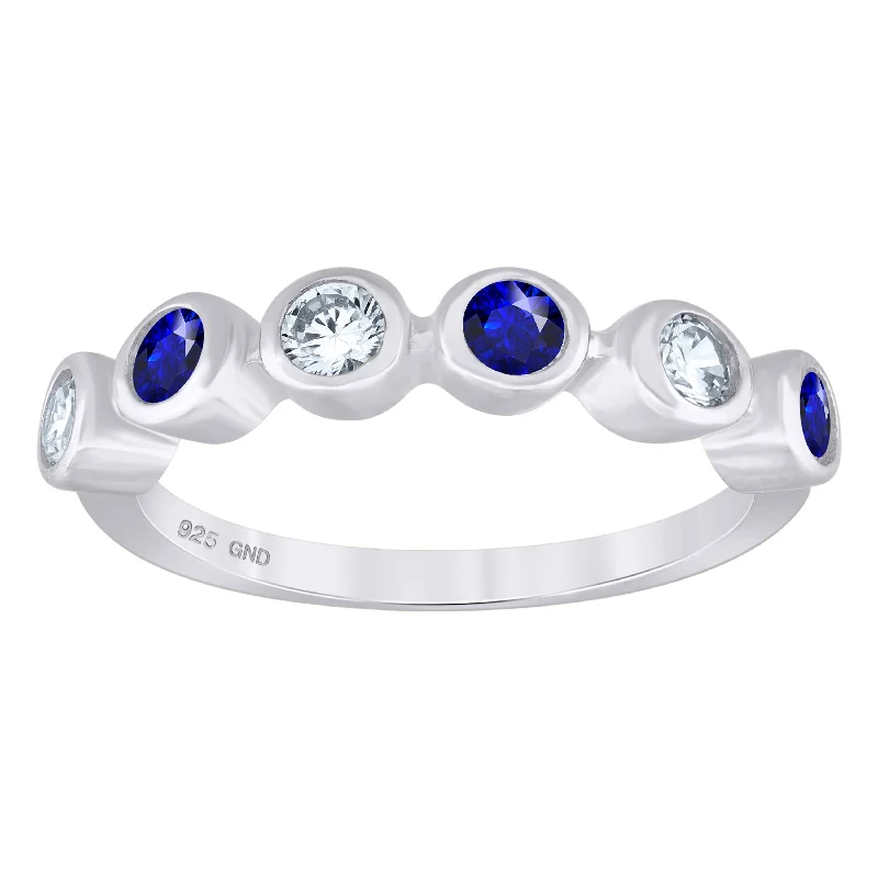 Rhinestone - Embellished Fashion Rings in Silver - Tone Metal for a Glamorous TouchKeene Jewelers 925 Sterling Silver Womens White Royal Blue Cubic-Zirconia Ring Size 7 Rhinestone - Embellished Fashion Rings in Silver - Tone Metal for a Glamorous TouchKeene Jewelers 925 Sterling Silver Womens White Royal Blue Cubic-Zirconia Ring Size 7