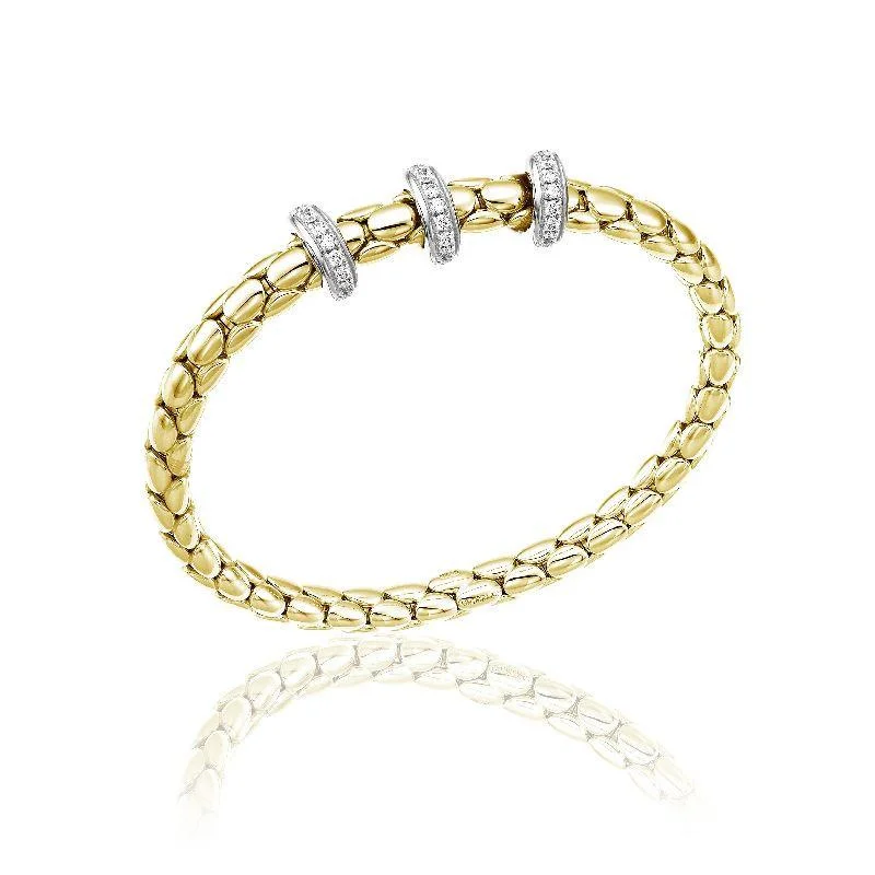 Chimento Stretch Spring 18ct Yellow Gold 0.56ct Diamond Triple Rondelle Bracelet