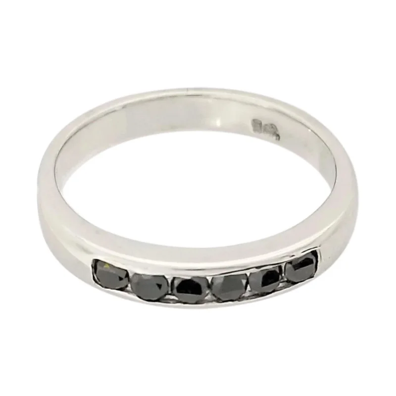 Stackable Gemstone Rings for Women in Amethyst, Sapphire, and Emerald9 kt White Gold Ring with Black Diamonds Stackable Gemstone Rings for Women in Amethyst, Sapphire, and Emerald9 kt White Gold Ring with Black Diamonds