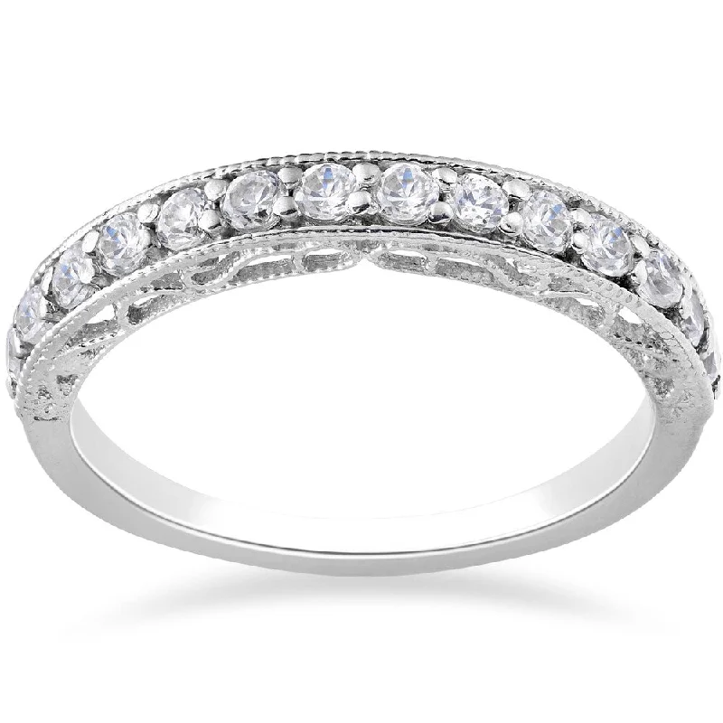 14k White Gold 1/2ct TDW Lab Grown Eco Friendly Diamond Vivian Vintage Wedding Ring 14k White Gold 1/2ct TDW Lab Grown Eco Friendly Diamond Vivian Vintage Wedding Ring