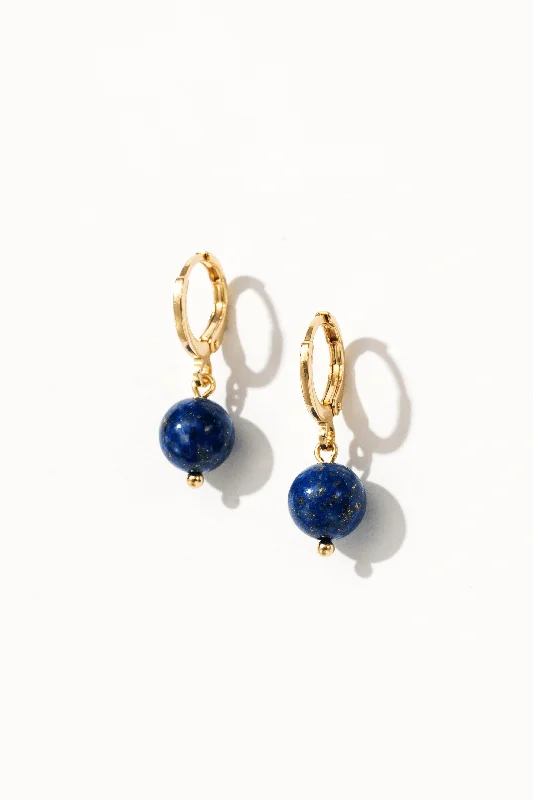 Sterling silver hoop earringsLapis Drop Huggie Earrings