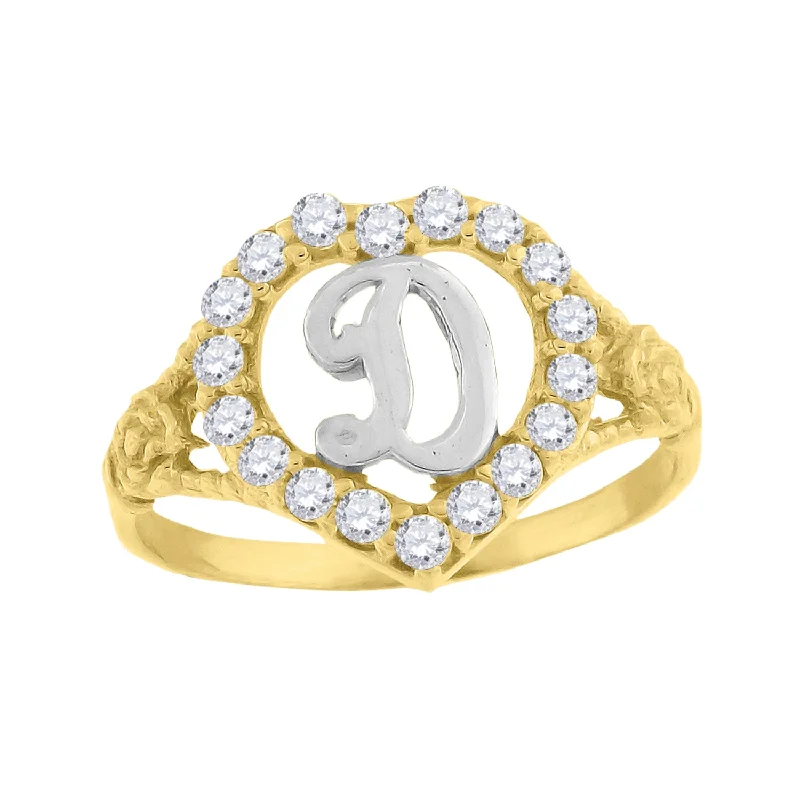 Vintage - Reproduction Fashion Rings in Bronze with Cameo - Style MedallionsKeene Jewelers 10kt Two-tone Gold Womens Cubic Zirconia Polished Finish Heart Shape Letter D Initial Ring Vintage - Reproduction Fashion Rings in Bronze with Cameo - Style MedallionsKeene Jewelers 10kt Two-tone Gold Womens Cubic Zirconia Polished Finish Heart Shape Letter D Initial Ring