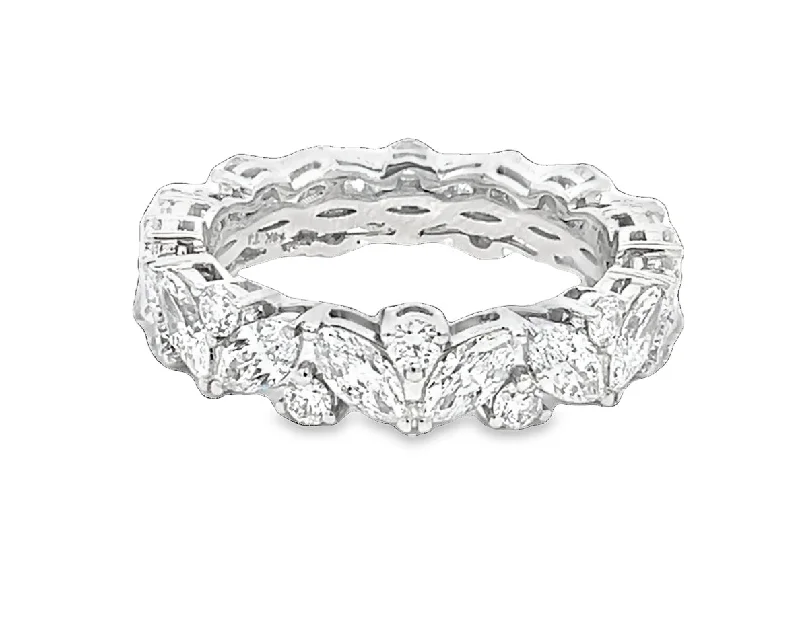 Vintage - style engagement ring with filigree details and sapphire accents in 14K yellow goldLAB GROWN MARQUISE & ROUND DIAMONDS 2.52ctw PRONG SET ETERNITY BAND Vintage - style engagement ring with filigree details and sapphire accents in 14K yellow goldLAB GROWN MARQUISE & ROUND DIAMONDS 2.52ctw PRONG SET ETERNITY BAND