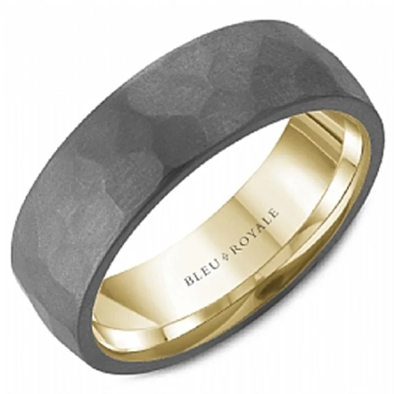 Men's Tourmaline Engagement Rings in 18K Two - Tone Gold with a Floral - Inspired SettingBleu Royale Tantalum Frosted Hammered Wedding Band Men's Tourmaline Engagement Rings in 18K Two - Tone Gold with a Floral - Inspired SettingBleu Royale Tantalum Frosted Hammered Wedding Band