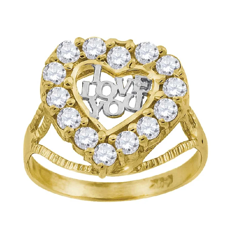 Fashion Rings with Zodiac Symbols in Gold - Filled Metal for a Personalized TouchKeene Jewelers 10kt Gold Womens Two-tone CZ I Love You Heart Band Ring Fashion Rings with Zodiac Symbols in Gold - Filled Metal for a Personalized TouchKeene Jewelers 10kt Gold Womens Two-tone CZ I Love You Heart Band Ring