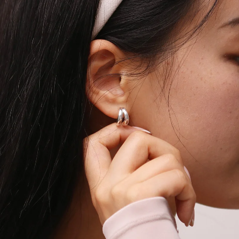 Lightweight hoop earringsBold Double Semi-Hoop Earrings