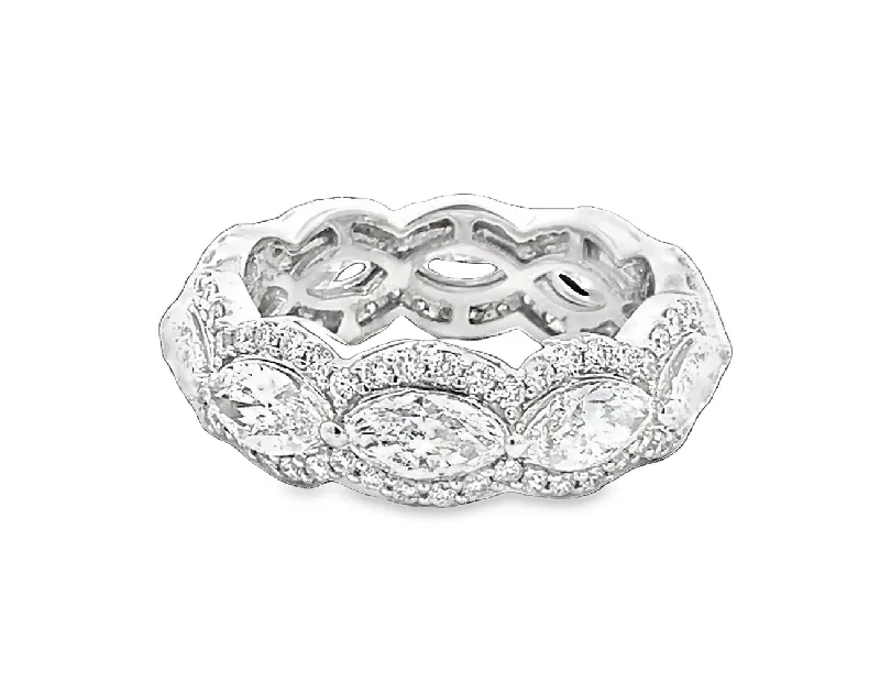 Three - stone diamond engagement ring in rose gold, symbolizing past, present, and futureLAB GROWN MARQUISE & ROUND DIAMONDS 3.34ctw HALO STYLE ETERNITY BAND Three - stone diamond engagement ring in rose gold, symbolizing past, present, and futureLAB GROWN MARQUISE & ROUND DIAMONDS 3.34ctw HALO STYLE ETERNITY BAND