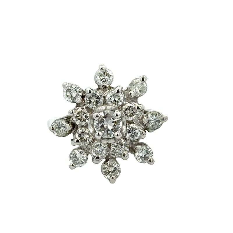 Opal and diamond engagement ring in a contemporary silver band with black - rhodium accentsVintage 1960s 1.76 CTW Diamond Snowflake Ring in White Gold Opal and diamond engagement ring in a contemporary silver band with black - rhodium accentsVintage 1960s 1.76 CTW Diamond Snowflake Ring in White Gold