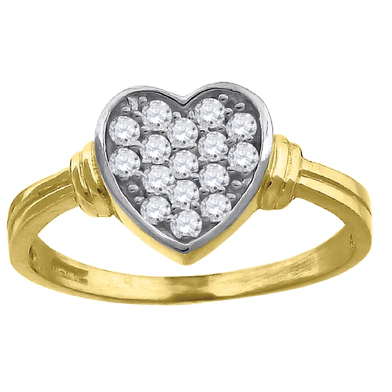 Bohemian - Style Fashion Rings with Turquoise and Silver Filigree for a Free - Spirited LookKeene Jewelers 10kt Gold Womens Two-tone CZ Heart Band Ring Bohemian - Style Fashion Rings with Turquoise and Silver Filigree for a Free - Spirited LookKeene Jewelers 10kt Gold Womens Two-tone CZ Heart Band Ring