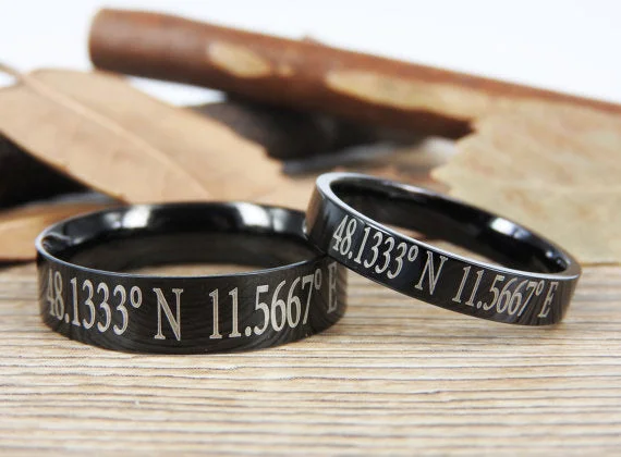 Men's adjustable - size rings for a perfect fitLatitude Longitude Jewelry Custom Coordinate Jewelry Engraved Titanium Rings Set - Coordinates Rings Men's adjustable - size rings for a perfect fitLatitude Longitude Jewelry Custom Coordinate Jewelry Engraved Titanium Rings Set - Coordinates Rings