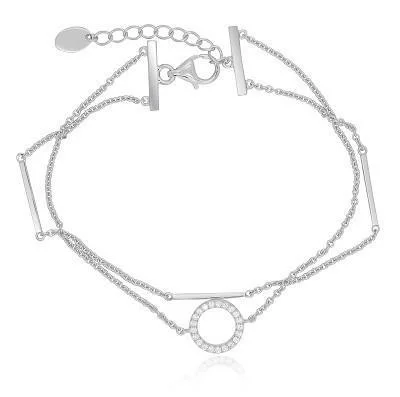 Waterford Jewellery Sterling Silver Double Circle Bar Bracelet