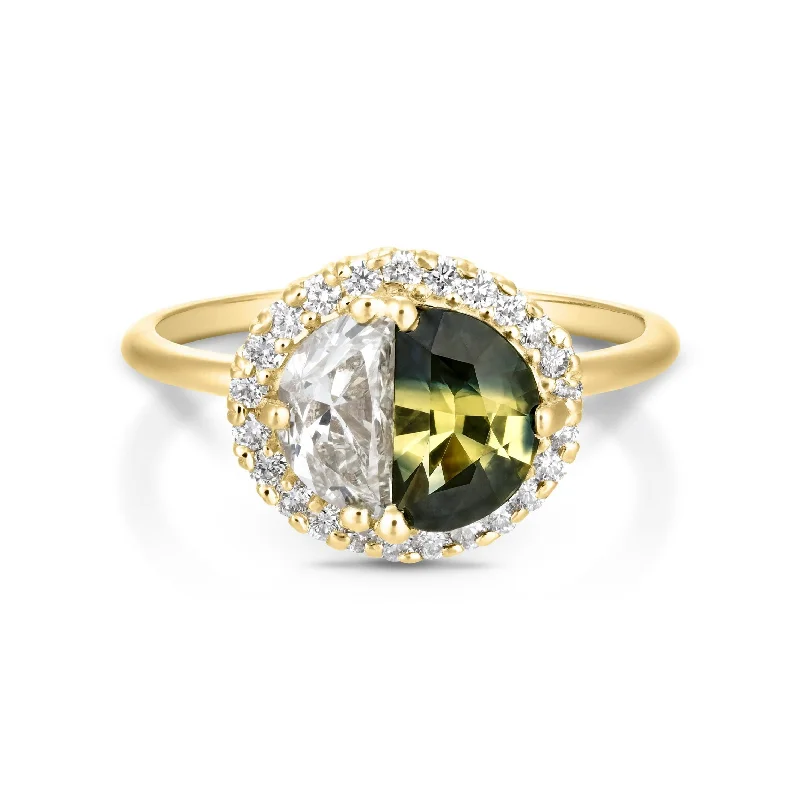2.24ct Crescent Parti-Sapphire & Diamond Ring | One Of A Kind