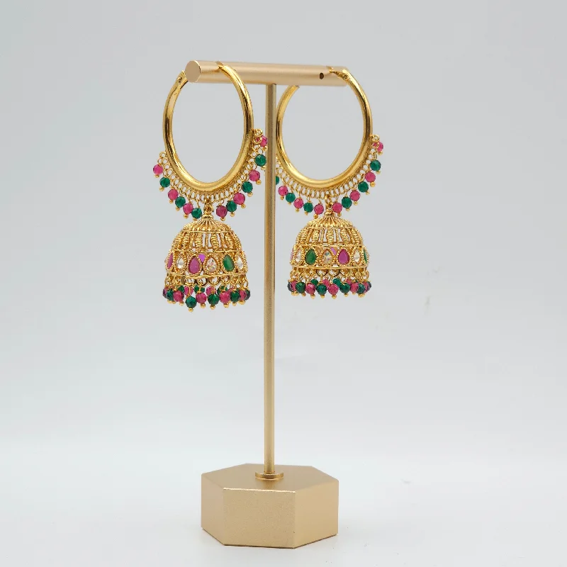 Statement hoop earringsMeera Antique Gold Polki Jhumki Bali Earrings