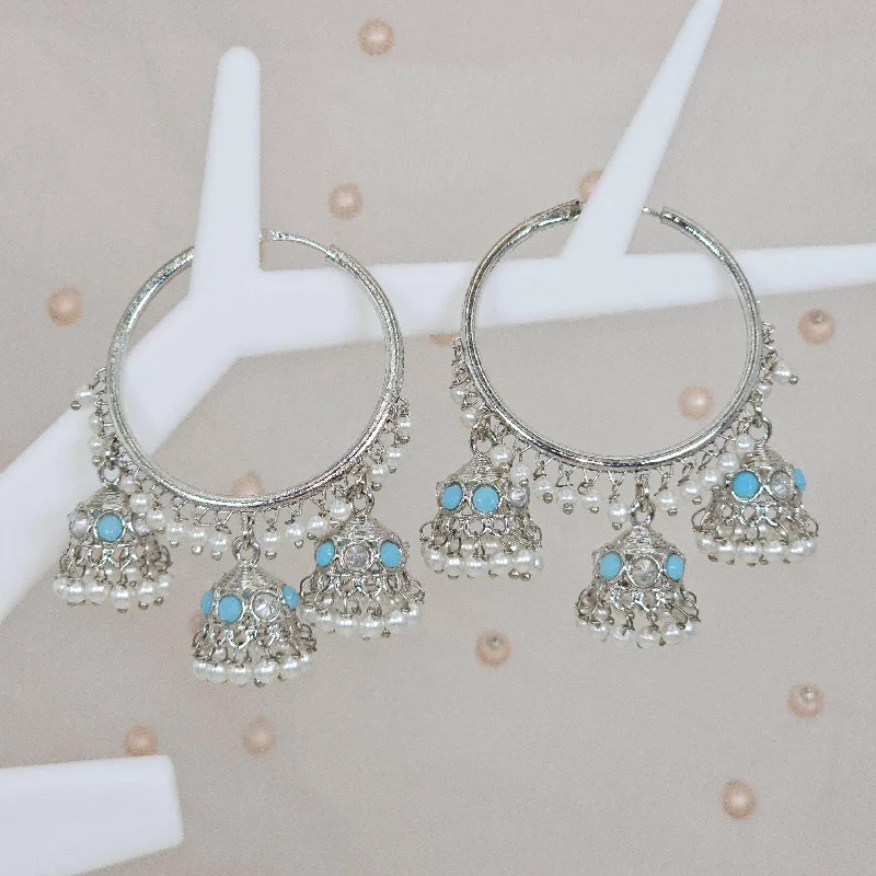 Hoop earrings for womenNeha - Silver Bali Jhumka Earrings