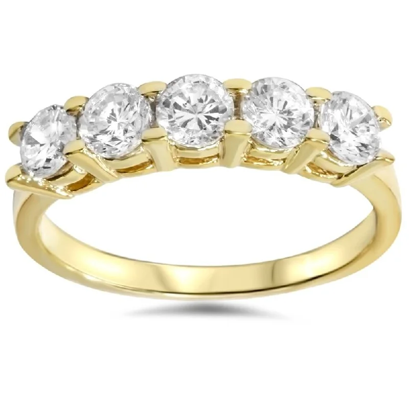 Pompeii3 14k Yellow 1 1 /4ct TDW Diamond Wedding Ring Five Stone Womens Anniversary Band Pompeii3 14k Yellow 1 1 /4ct TDW Diamond Wedding Ring Five Stone Womens Anniversary Band