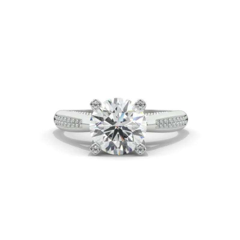 Men's Sapphire Engagement Rings in 18K White Gold with Pave Diamond Accents2.0 Carat Moissanite Accented Classic Engagement Ring Men's Sapphire Engagement Rings in 18K White Gold with Pave Diamond Accents2.0 Carat Moissanite Accented Classic Engagement Ring
