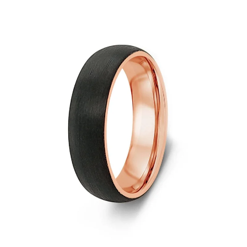 Men's waterproof rings for water - based activitiesMen’s Black with Rose Gold Inlay Tungsten Ring Men's waterproof rings for water - based activitiesMen’s Black with Rose Gold Inlay Tungsten Ring