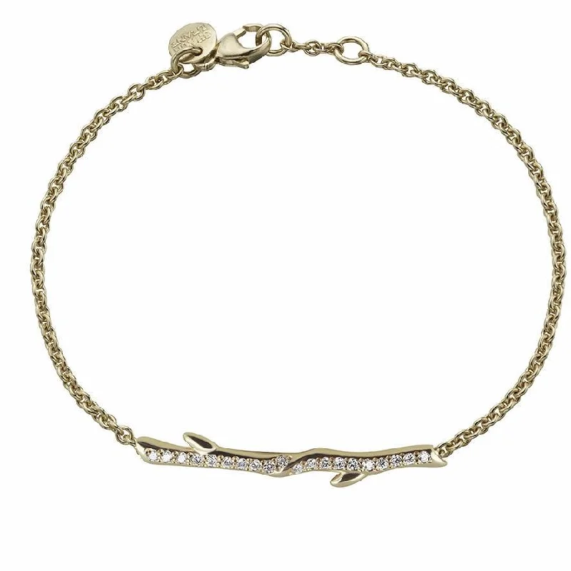 Shaun Leane Cherry Blossom Yellow Gold Vermeil 0.12ct Diamond Branch Bracelet