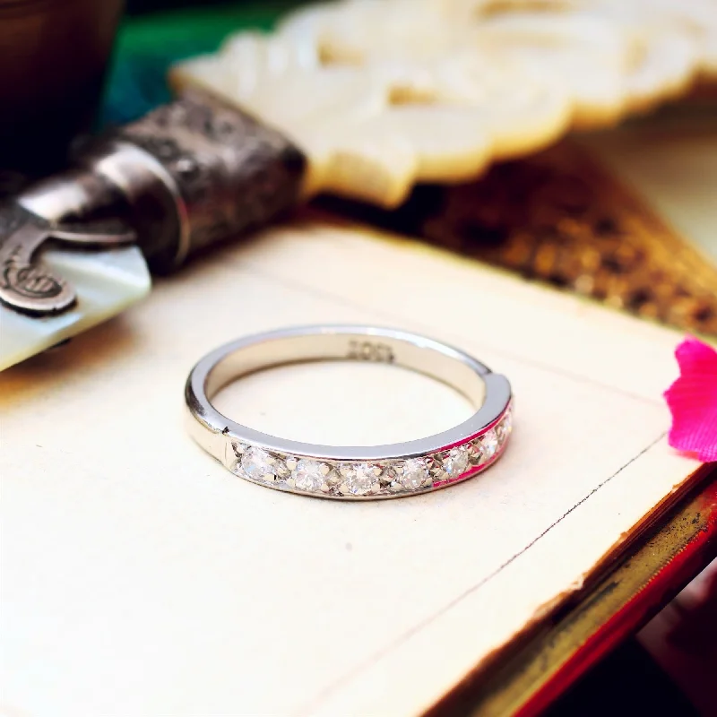 Stackable Gemstone Rings for Women in Amethyst, Sapphire, and EmeraldVintage 18ct White Gold Diamond Half Eternity Ring Stackable Gemstone Rings for Women in Amethyst, Sapphire, and EmeraldVintage 18ct White Gold Diamond Half Eternity Ring