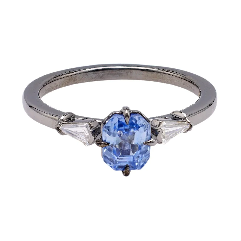 Princess - cut diamond engagement ring with a pavé - set band in platinum1.17 Carat Sapphire and Diamond Platinum Ring Princess - cut diamond engagement ring with a pavé - set band in platinum1.17 Carat Sapphire and Diamond Platinum Ring