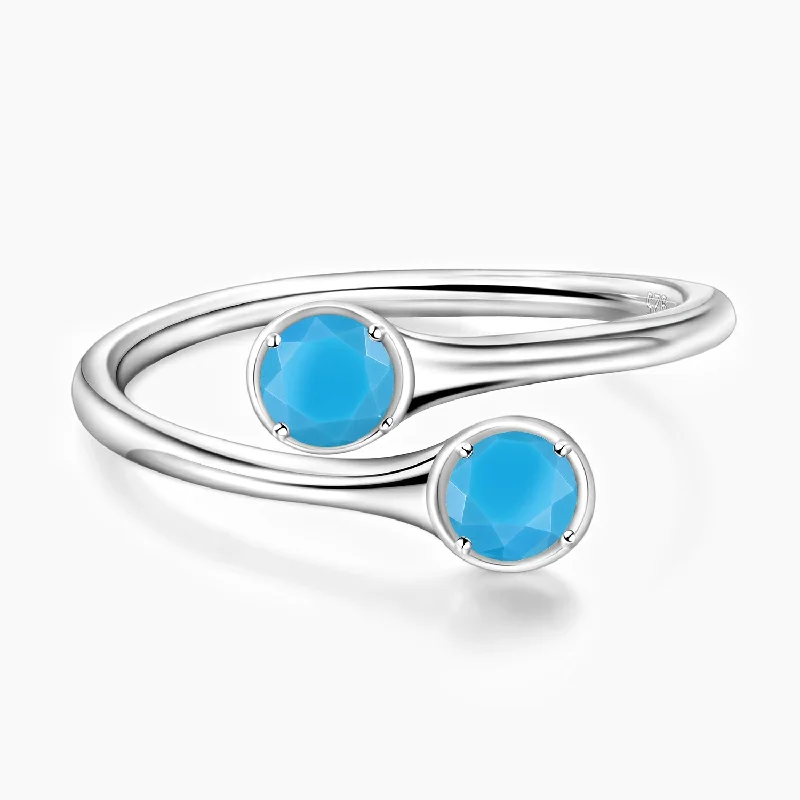 Engagement - Inspired Women's Rings with a Halo of Small DiamondsDecember Double Turquoise Birthstone Engagement - Inspired Women's Rings with a Halo of Small DiamondsDecember Double Turquoise Birthstone