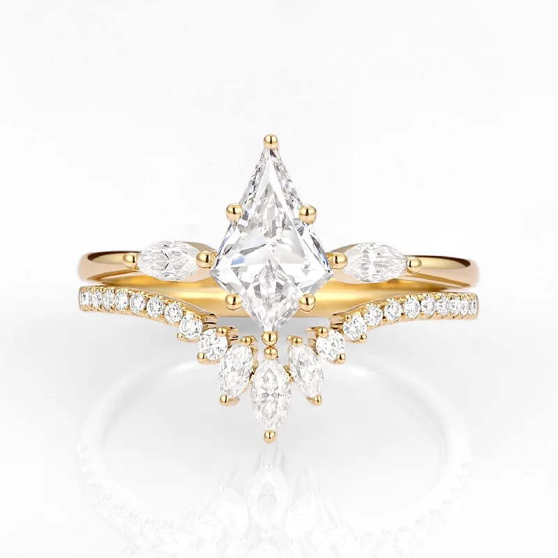 Kite Cut Lab Grown Diamond Ring Set 2pcs - Jream