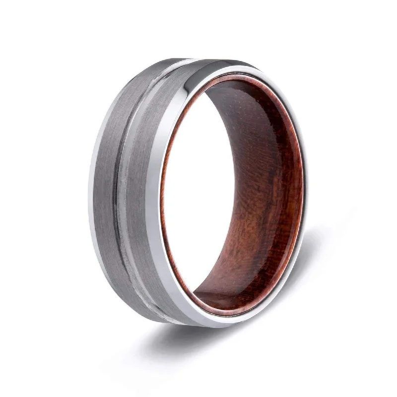 Men's stackable rings for a layered lookMen’s Wood Inlay Groove Ring