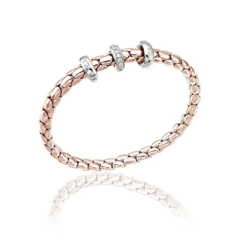Chimento Stretch Spring 18ct Rose Gold 0.19ct Diamond Triple Rondelle Bracelet