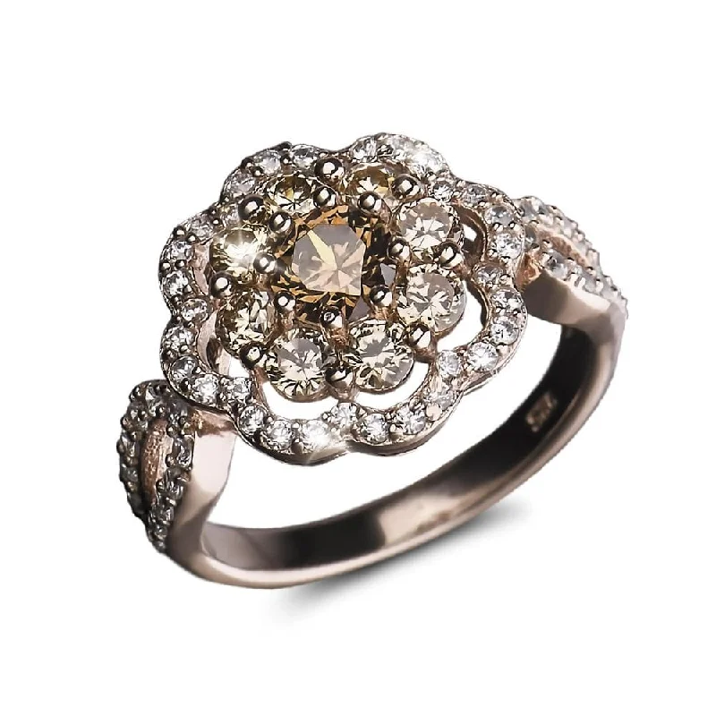 Women's 18K Gold Solitaire Diamond Ring for an Elegant Everyday LookEleganza Champagne Ring Women's 18K Gold Solitaire Diamond Ring for an Elegant Everyday LookEleganza Champagne Ring