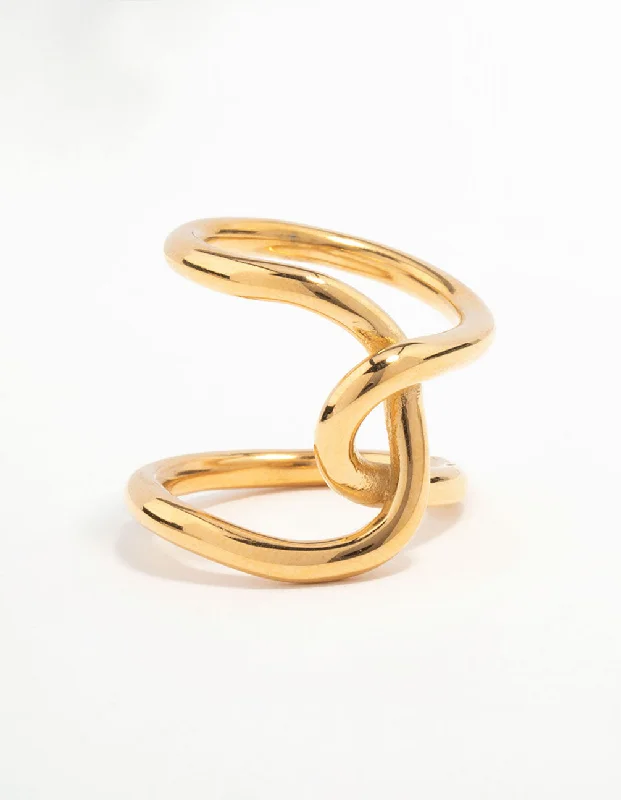 Vintage - Reproduction Fashion Rings in Bronze with Cameo - Style MedallionsWaterproof Gold Plated Stainless Steel Knotted Wrap Ring Vintage - Reproduction Fashion Rings in Bronze with Cameo - Style MedallionsWaterproof Gold Plated Stainless Steel Knotted Wrap Ring